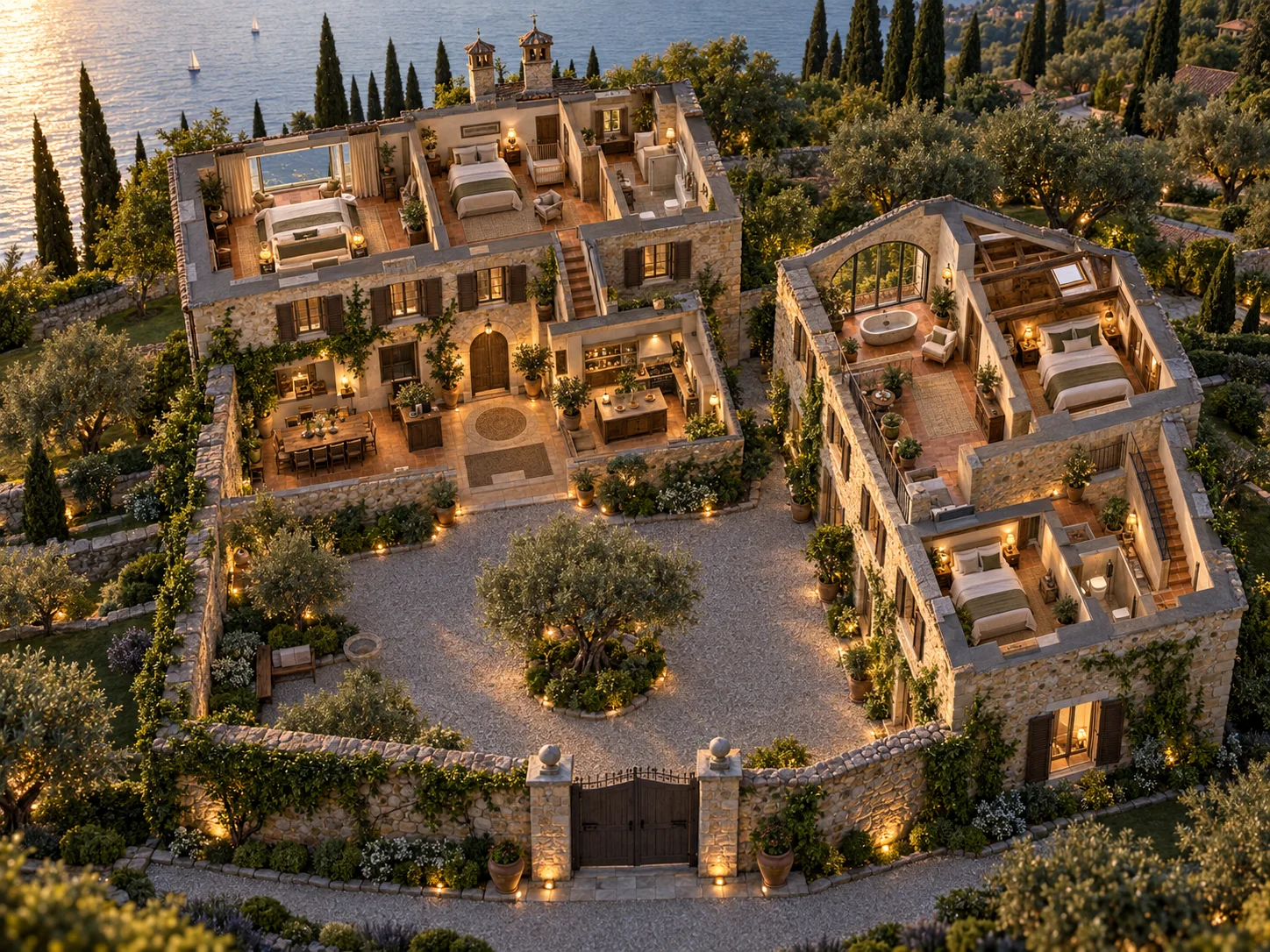 Dall’alto, verso il lago: la casa senza tetto
